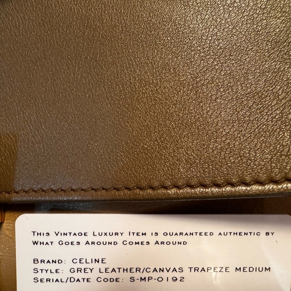 Celine Grey Leather/Canvas Trapeze Medium purse. Authenticated - Picture 13 of 14